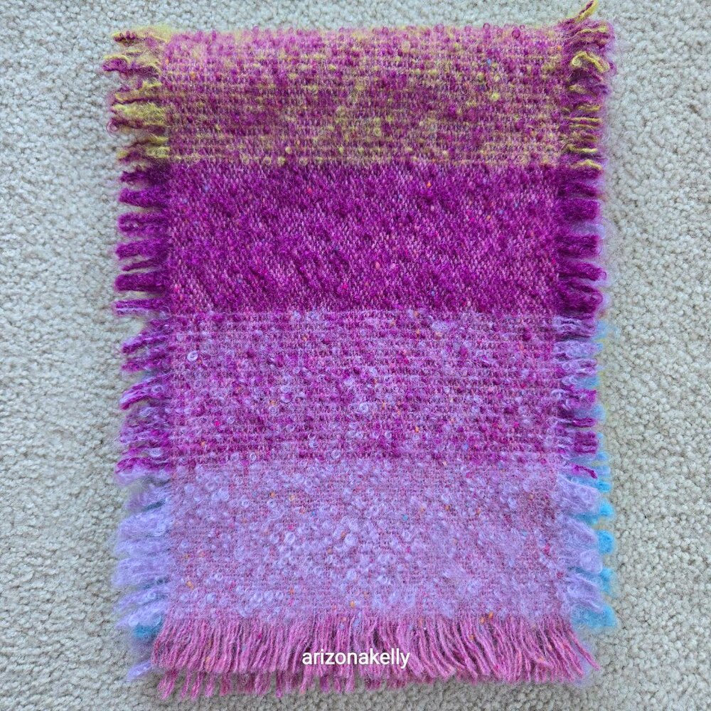 NWOT Wool & Mohair Curly Scarf Avoca Purple Turquoise - Picture 12 of 14